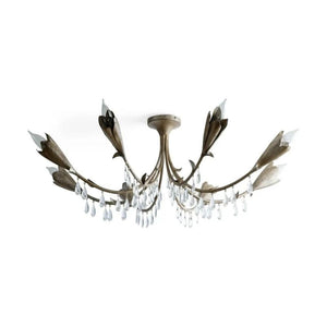 Gothic Viticcio Leaf Flushmount 8-Light - Silver