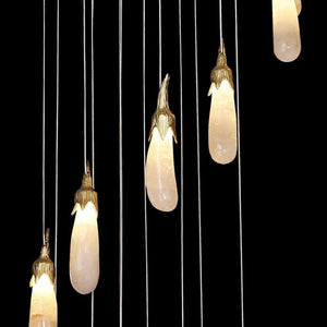 Primary Contemporary Rock Crystal Eggplant Pendant Chandelier-Vancei