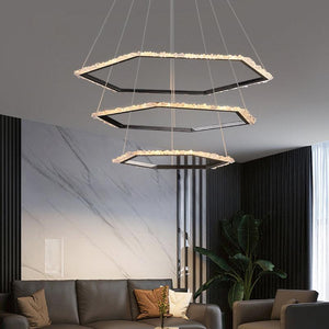 Primary Hexagon Rock Crystal Ring Chandelier-Vancei