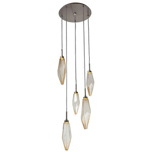 Rosy Crystal Round Multi Light LED Pendant-Vancei