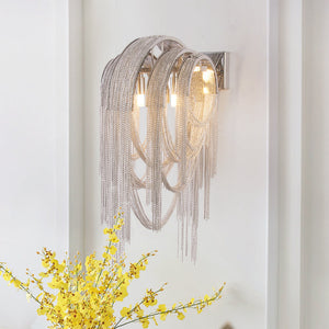 Sophian Aluminum Chain Tassel Wall Sconce-Vancei
