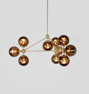 Modo Chandelier - 3 Sided, 10 Globes