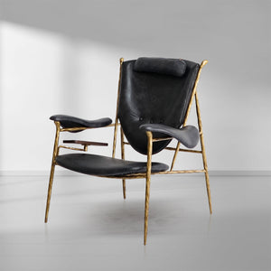 Thaddies Enamel Wooden Plate Leather Armchair-Vancei