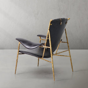 Thaddies Enamel Wooden Plate Leather Armchair-Vancei