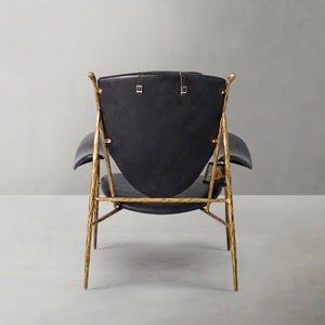 Thaddies Enamel Wooden Plate Leather Armchair-Vancei