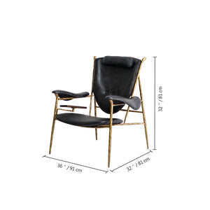 Thaddies Enamel Wooden Plate Leather Armchair-Vancei