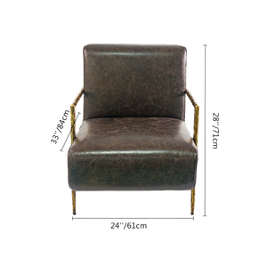 Thaddies Genuine Brown Leather Accent Chair-Vancei