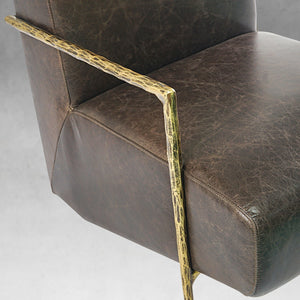 Thaddies Genuine Brown Leather Accent Chair-Vancei
