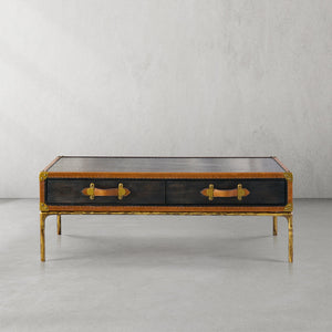 Thaddies Vintage Leather Square Coffee Table-Vancei