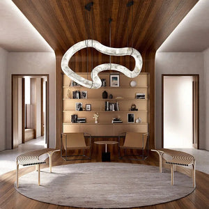 Glacera Designer Inspired Alabaster Chandelier Light For Living Room 35'' 55'' 56'' 70'' 96''W
