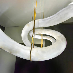 Glacera Designer Inspired Alabaster Chandelier Light For Living Room 35'' 55'' 56'' 70'' 96''W
