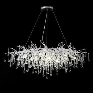 Doris Rectangle Branch Chandelier 45"L Silver-Vancei
