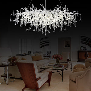 Doris Rectangle Branch Chandelier 45"L Silver-Vancei