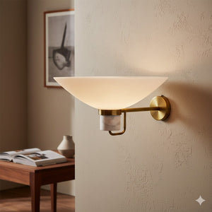 Scandinavian Brass & Glass Wall Light from Lyfa, 1960s