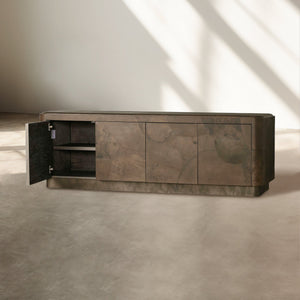 Loranco TV Stand Unit Wood Sideboard Media Console Ash Entryways Storage Cabinet