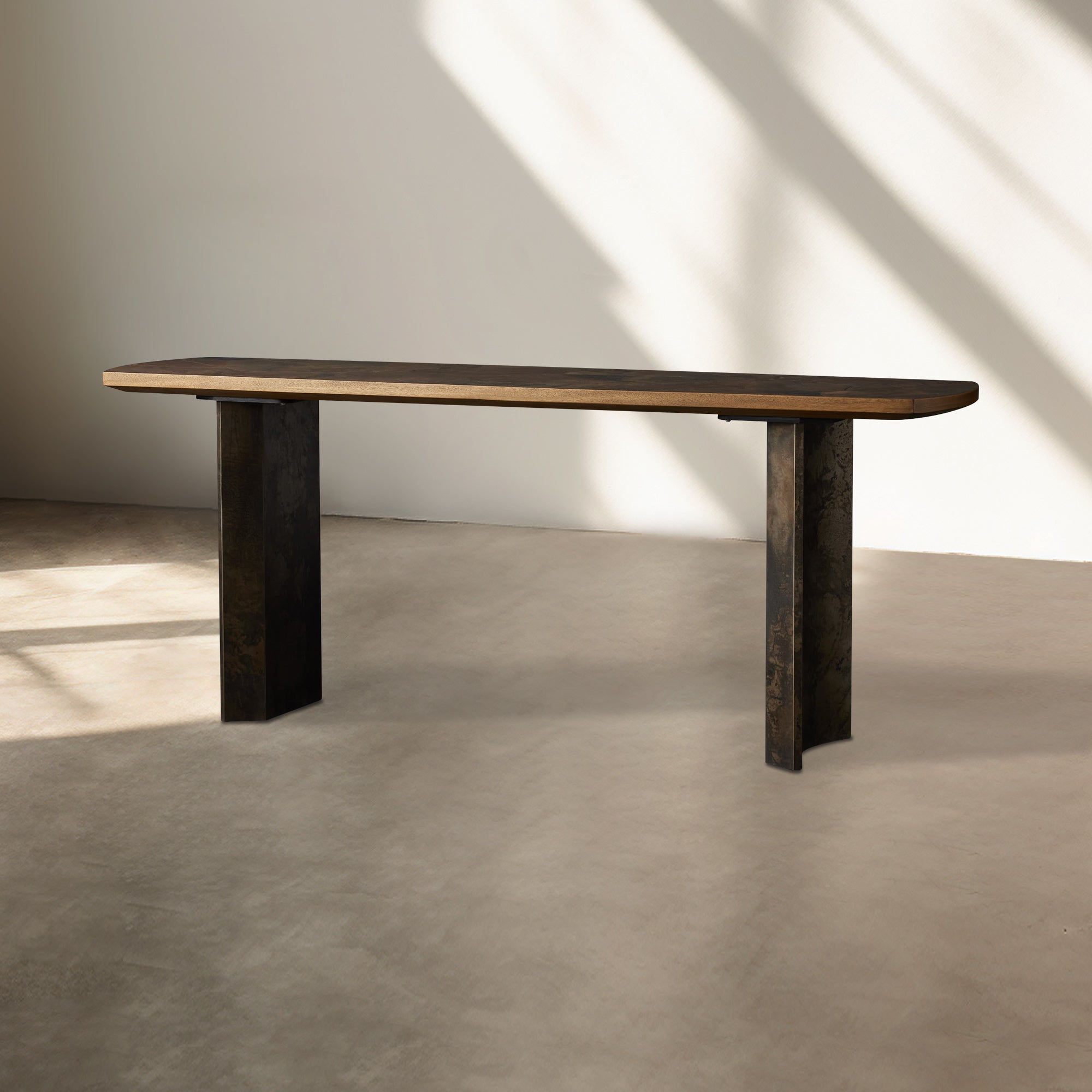 Loranco Ash Entrance Console Wood Hallway Entryway Table With Steel Base