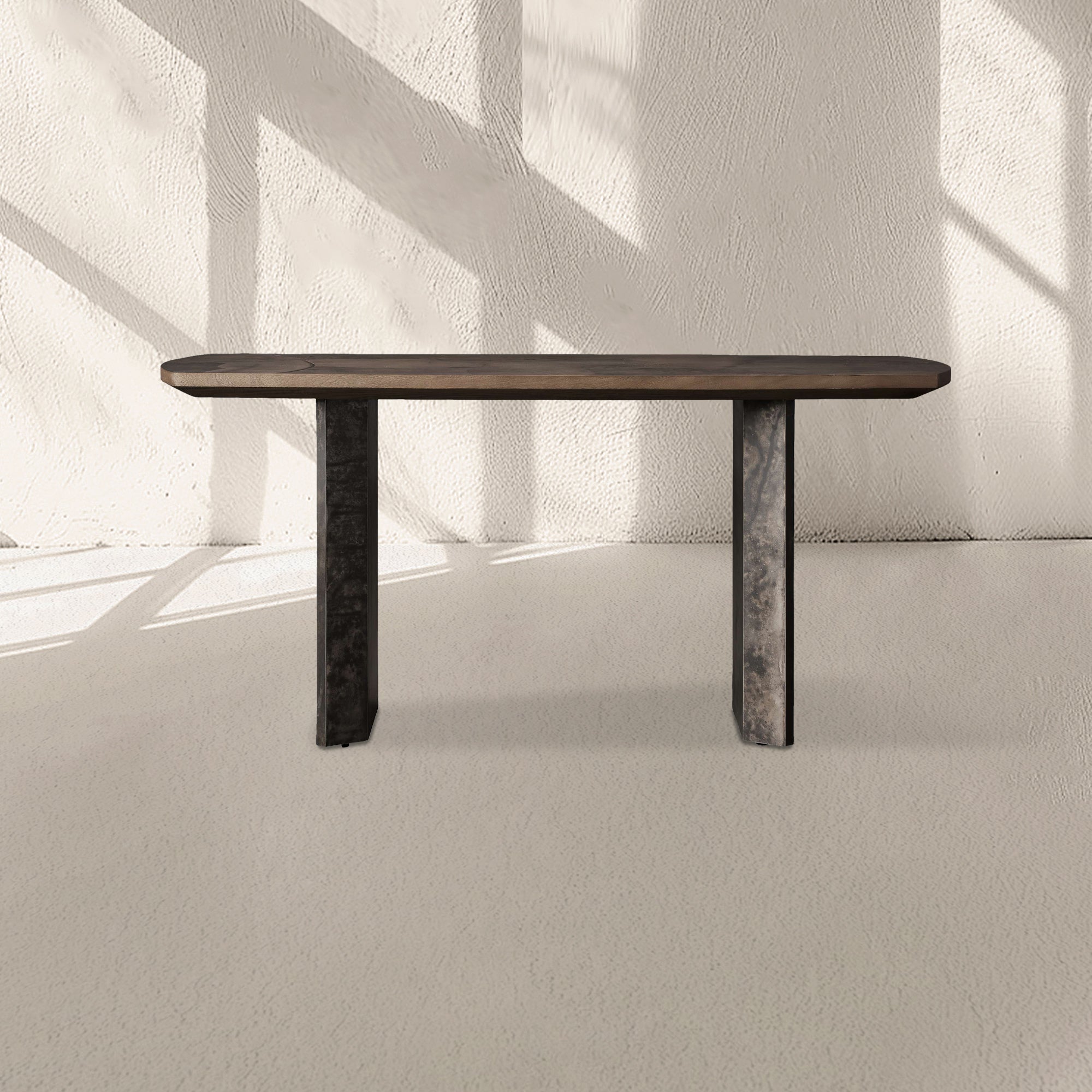 Loranco Ash Entrance Console Wood Hallway Entryway Table With Steel Base