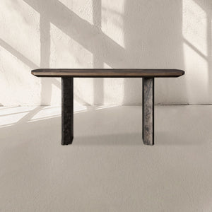 Loranco Ash Entrance Console Wood Hallway Entryway Table With Steel Base