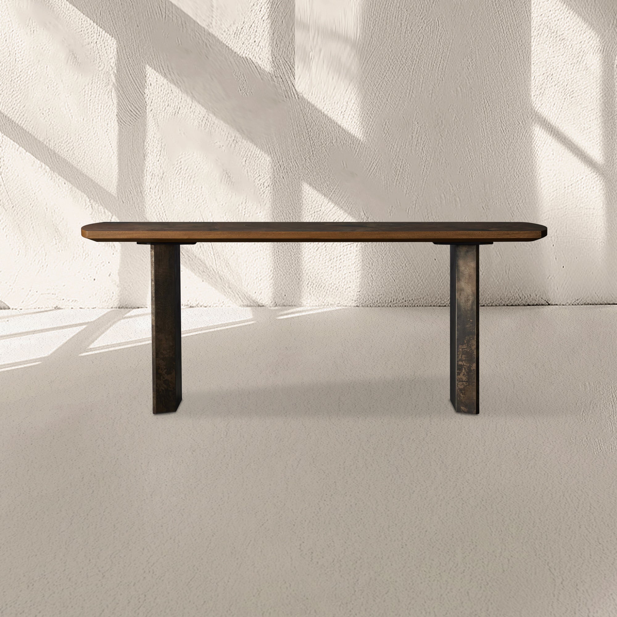Loranco Ash Entrance Console Wood Hallway Entryway Table With Steel Base
