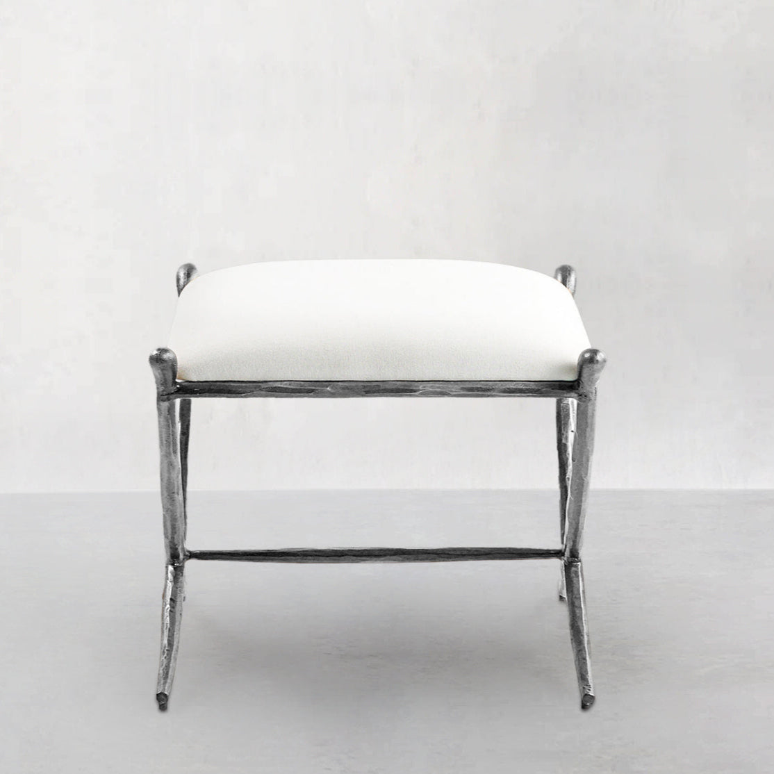Hand-Forged Metal Horn Fabric Base Stool