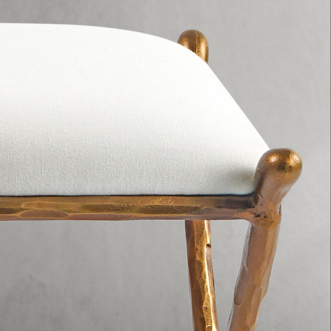 Hand-Forged Metal Horn Fabric Base Stool