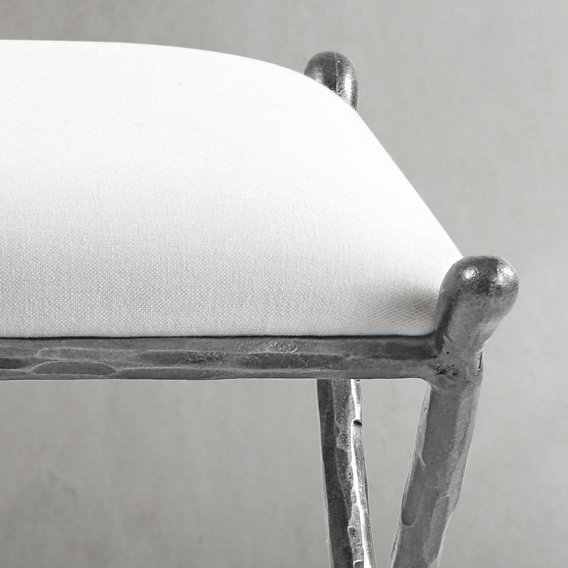 Hand-Forged Metal Horn Fabric Base Stool