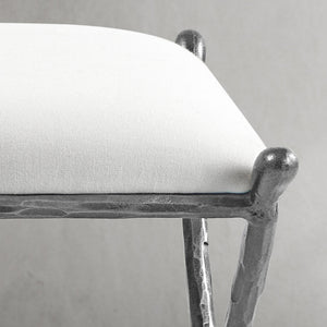 Hand-Forged Metal Horn Fabric Base Stool