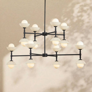 Glowen Alabaster Double Tier Chandelier