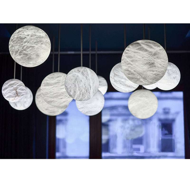 Glacera Alabaster Sphere Staircase Chandelier,Multi Pendant Light