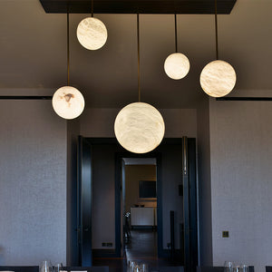 Glacera Alabaster Sphere Staircase Chandelier,Multi Pendant Light
