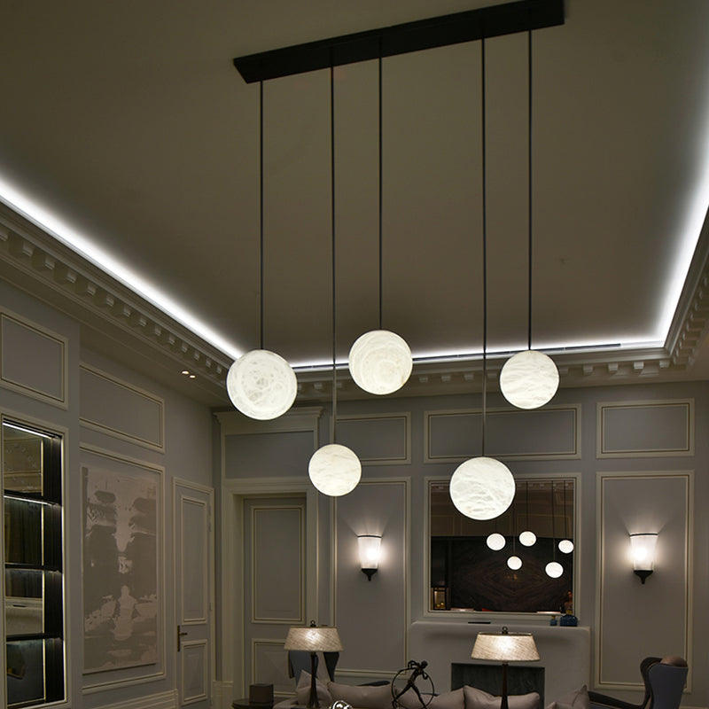 Glacera Alabaster Sphere Staircase Chandelier,Multi Pendant Light