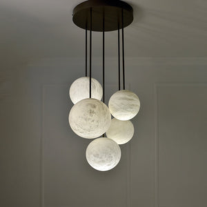 Glacera Alabaster Sphere Staircase Chandelier,Multi Pendant Light