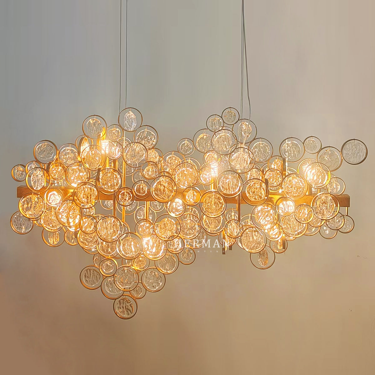 Trento Clustered Glass Linear Chandelier 55"