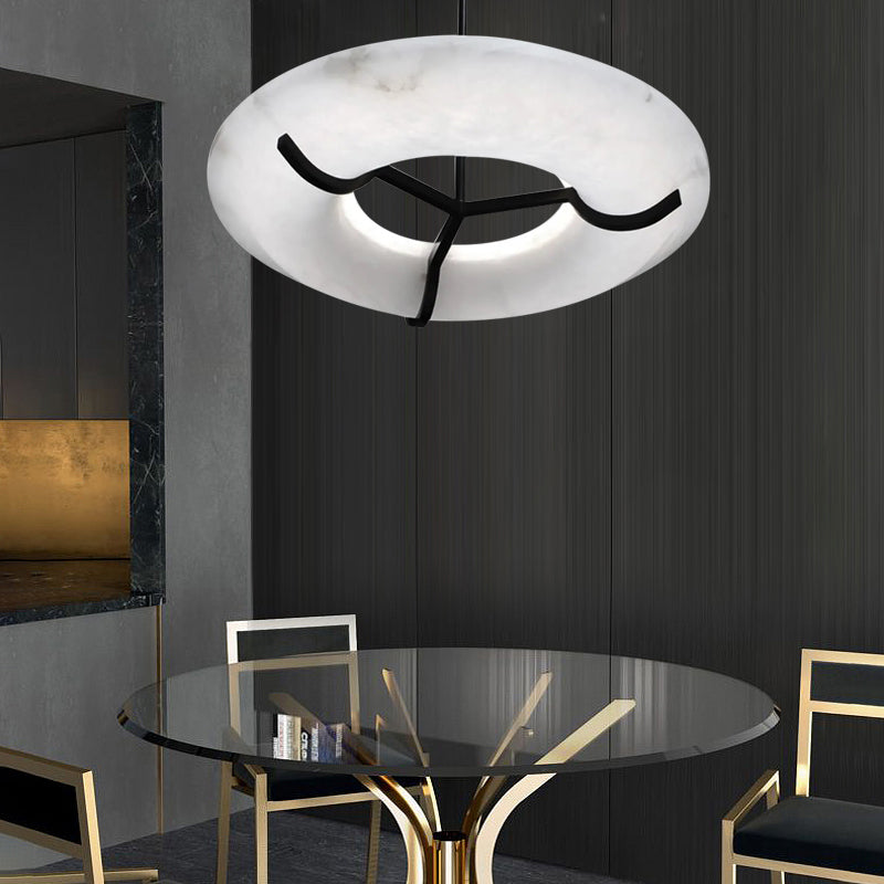 Glacera Modern Round Alabaster Dining Room Chandelier