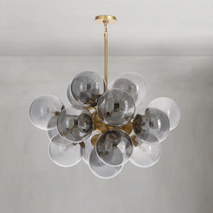 Mandoza Brass Smoked Glass Chandelier-Vancei