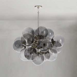 Mandoza Nickel Smoked Glass Chandelier-Vancei