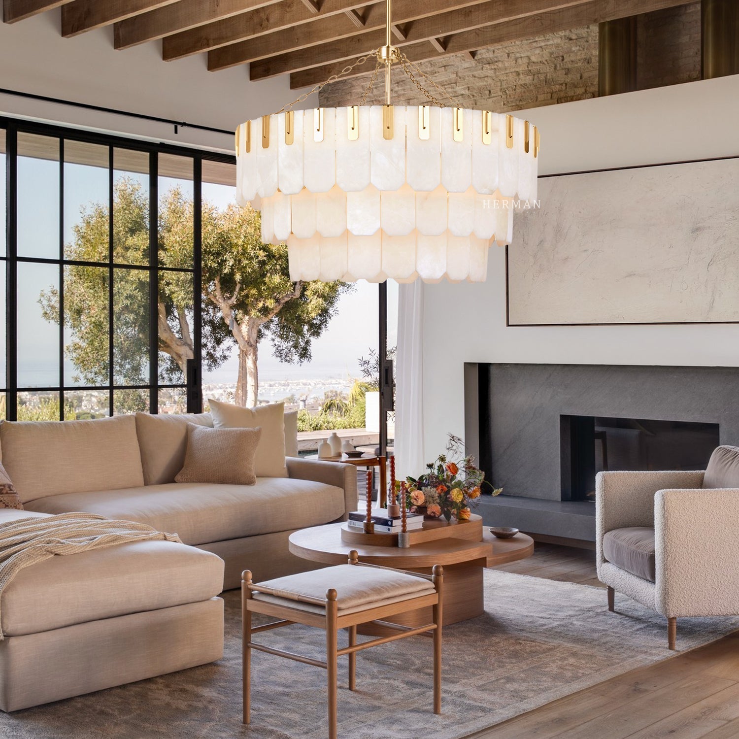 Nadia Alabaster Chandelier 30" 41"