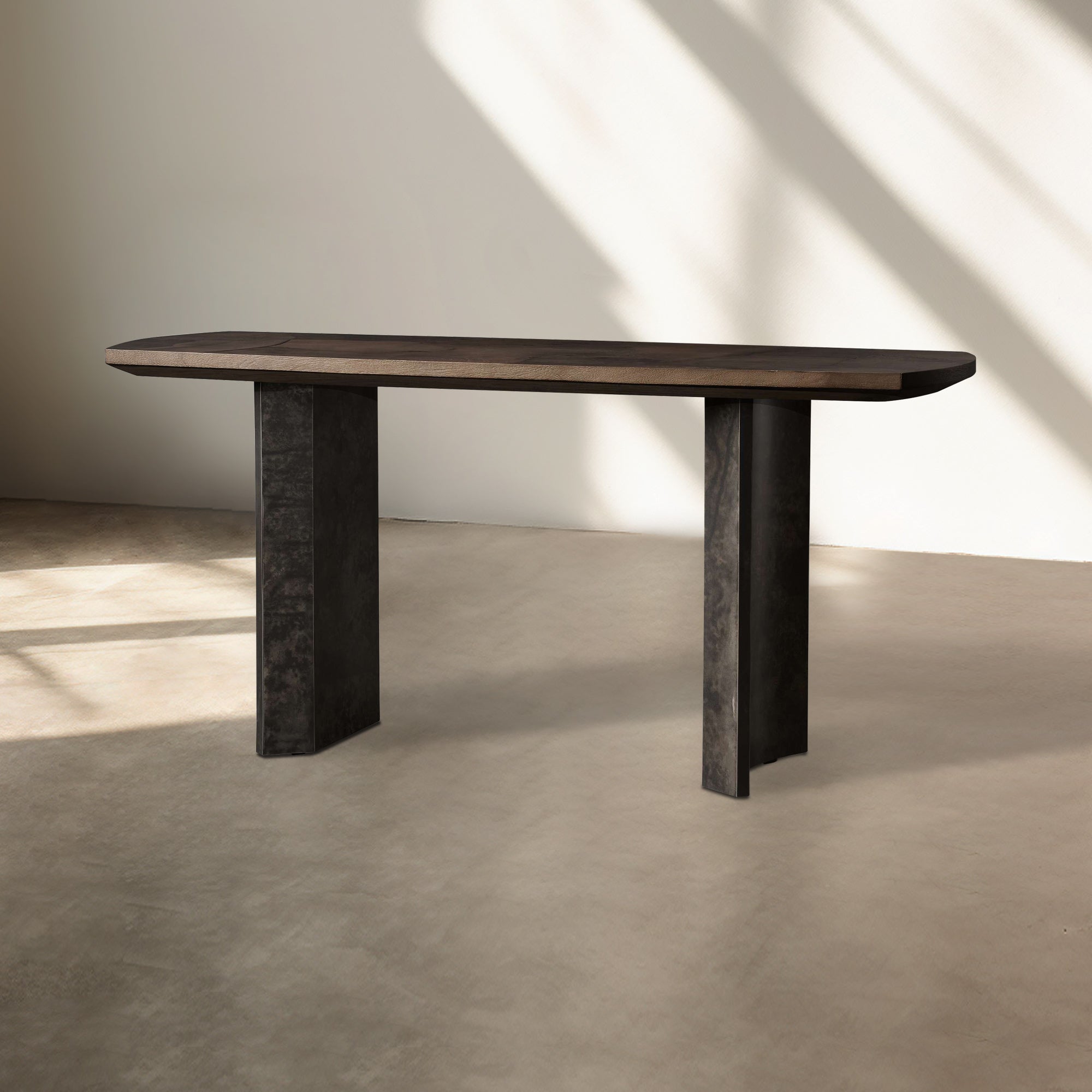 Loranco Ash Entrance Console Wood Hallway Entryway Table With Steel Base