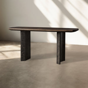 Loranco Ash Entrance Console Wood Hallway Entryway Table With Steel Base