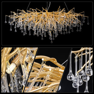Doris Crystal Rectangular Branch Chandelier L45"-Vancei