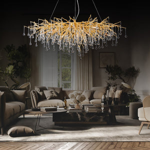 Doris Crystal Rectangular Branch Chandelier L45"-Vancei