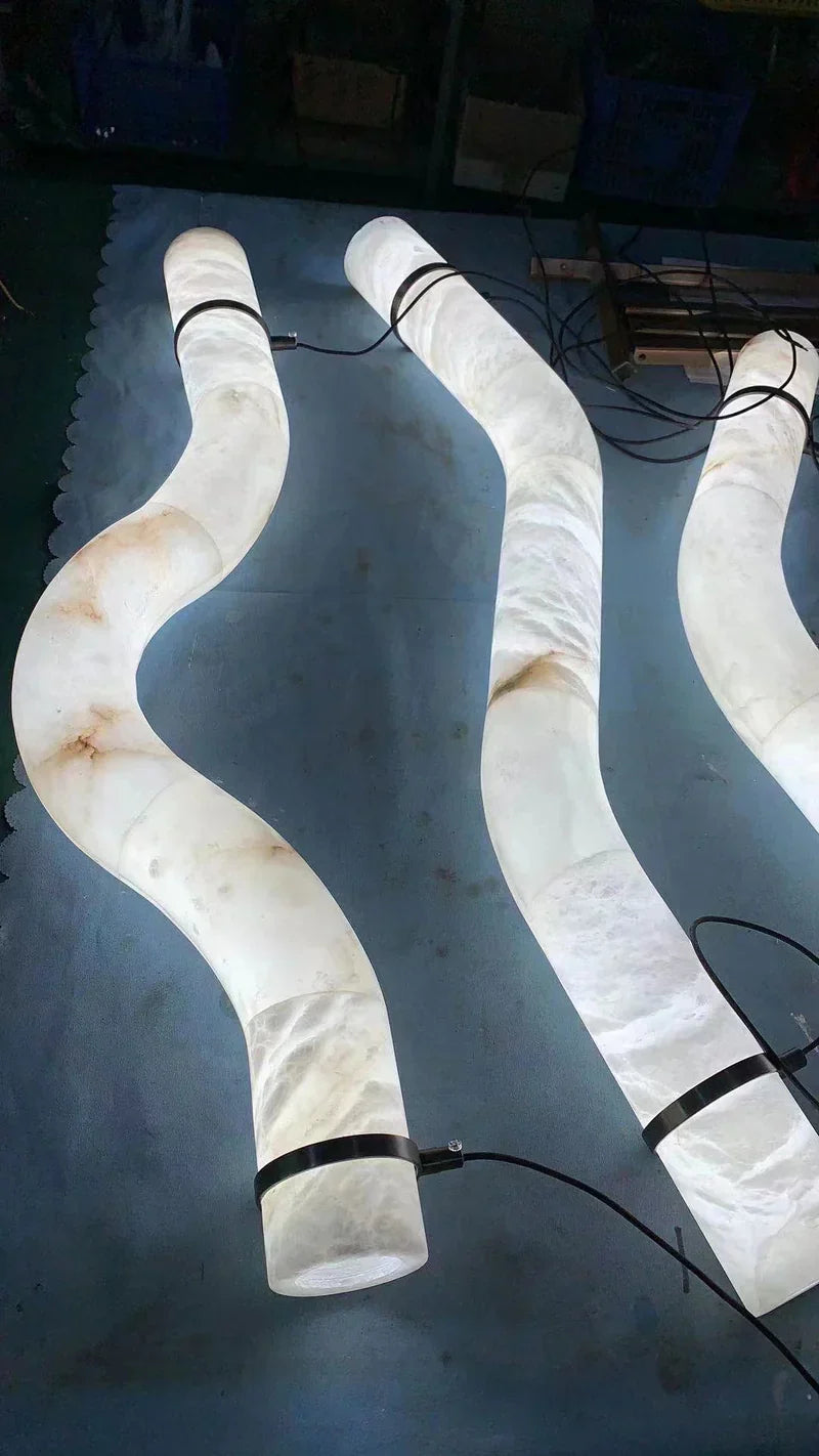 Glacera Simplicity Alabaster Curved Chandelier