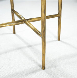 Hand-Forged Metal Glass Round Side Table 18" 22"