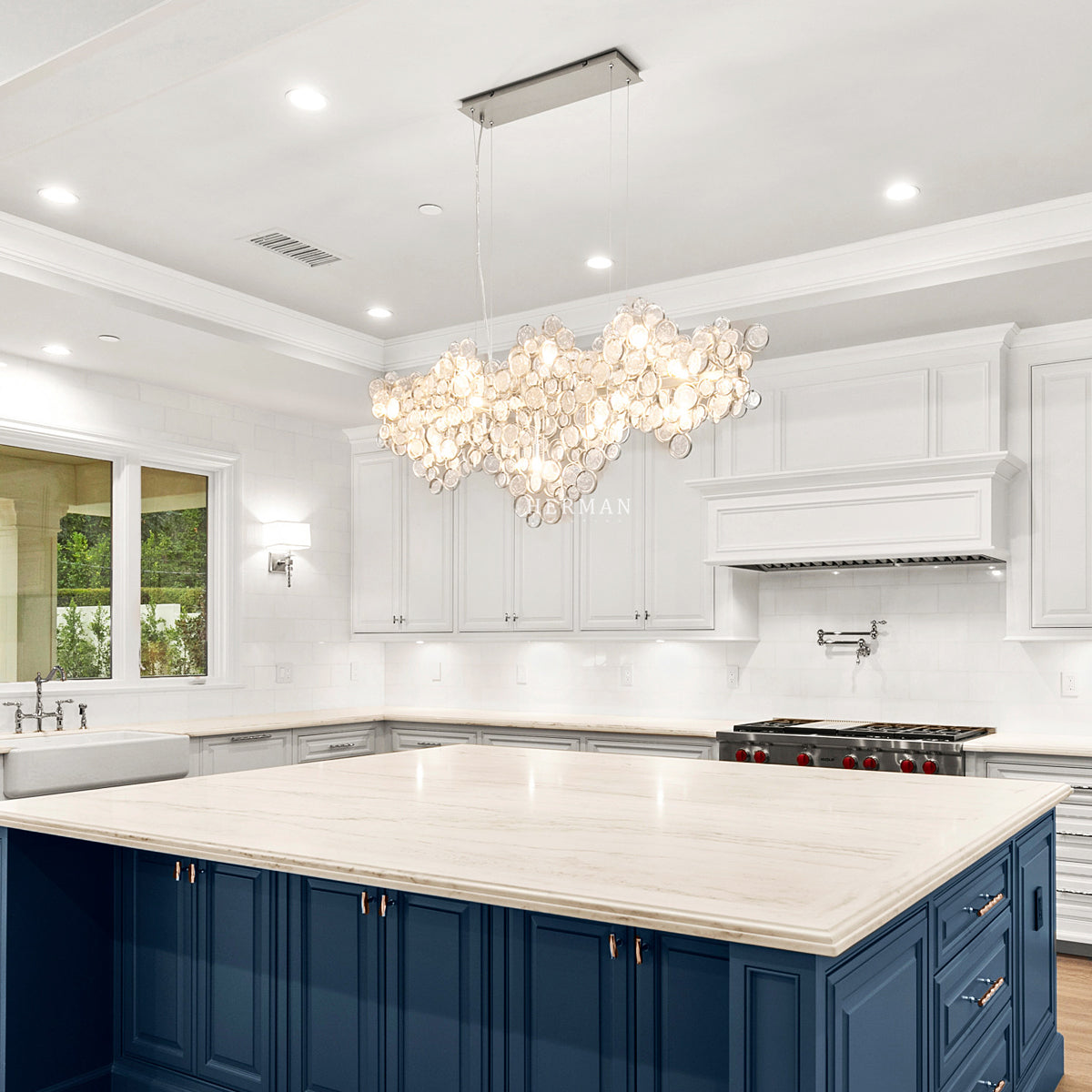 Trento Clustered Glass Linear Chandelier 55"
