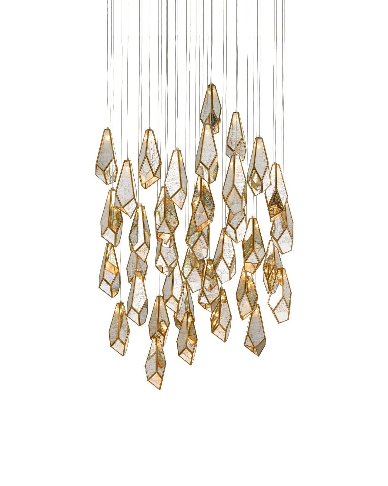 Glass Mirror 36-Light Round Multi-Drop 33'' Chandelier-Vancei
