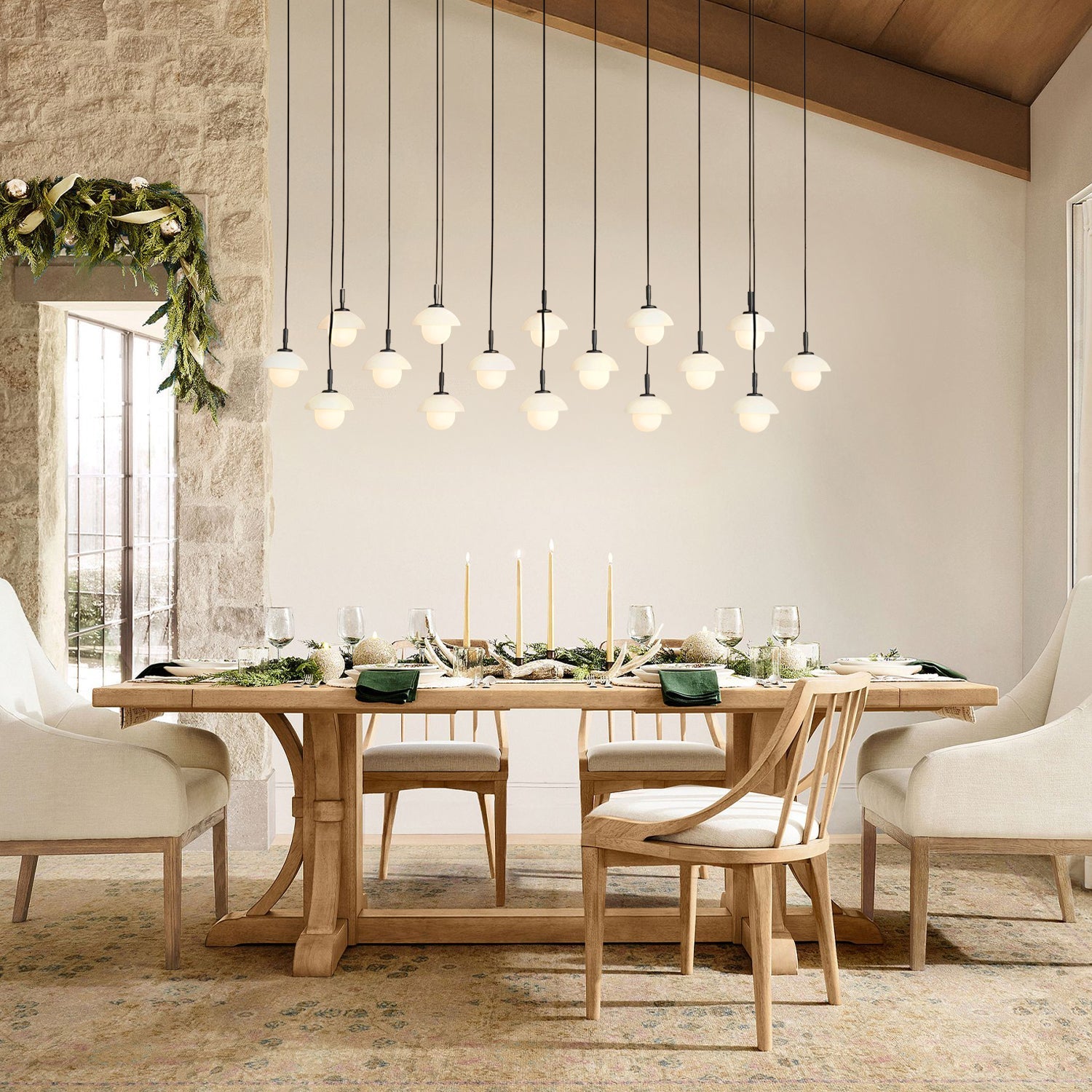 Glowen  Alabaster Rectangular Chandelier 54"
