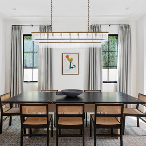 East Rectangle Modern Brass Glass Chandelier