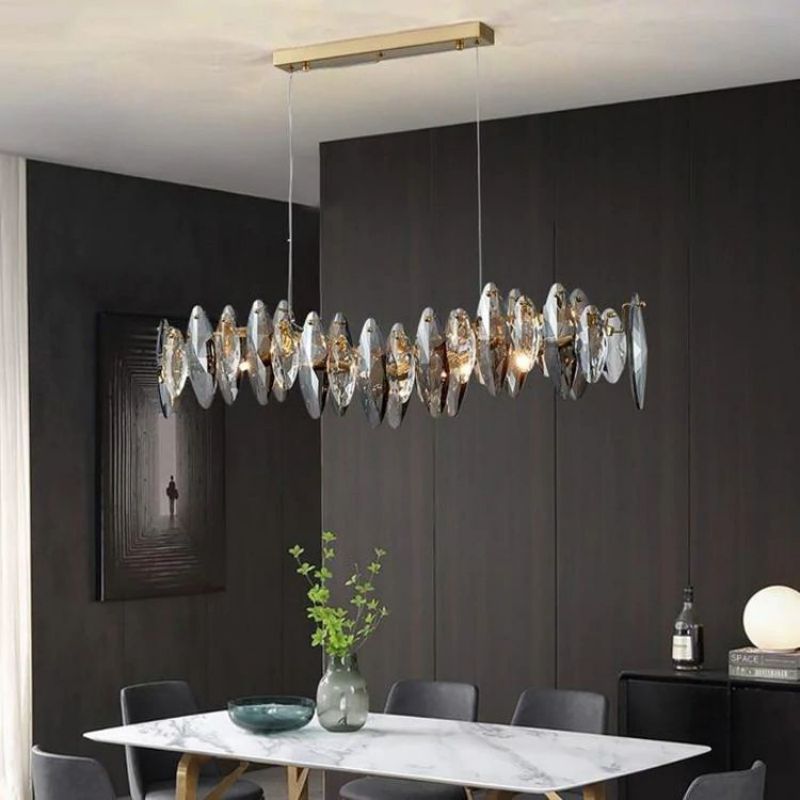 Flora Crystal Linear Chandelier L35"-Vancei