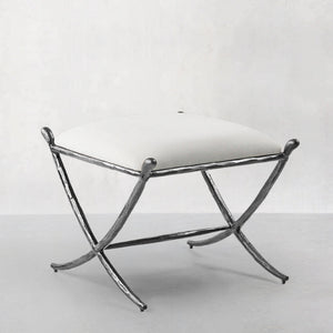 Hand-Forged Metal Horn Fabric Base Stool