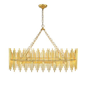 Althely Brass 10 Lights Rectangle Pendant Chandelier